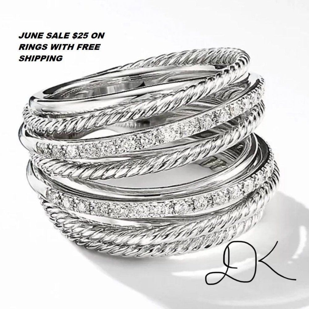 925 WEDDING RING BRIDAL RING ENGAGMENT RING - Picture 2 of 5